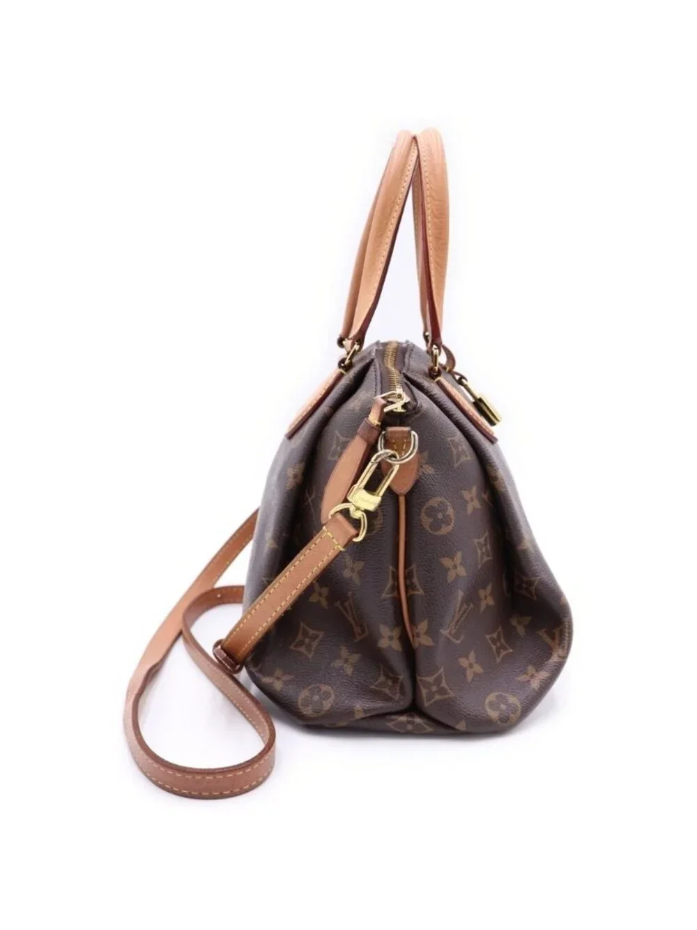 Louis Vuitton Monogram Rivoli MM 2-Way Shoulder Bag Brown Leather Gold